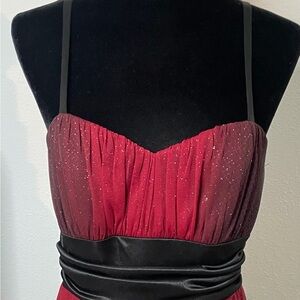 R & M Richards Red and Black Midi Dress